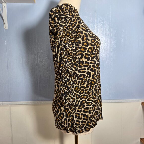 Bailey / 44 Medium Classic Animal Print Scrunched 3/4 Sleeve Lightweight Tee - Picture 3 of 10